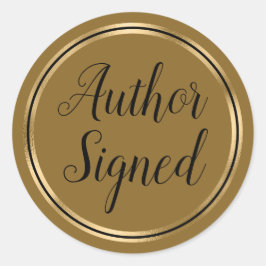 Auteur gesigneerd koffie karamel goud ronde sticker