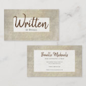 Auteur  handgeschreven papier freelance schrijver visitekaartje (Voorkant / Achterkant)