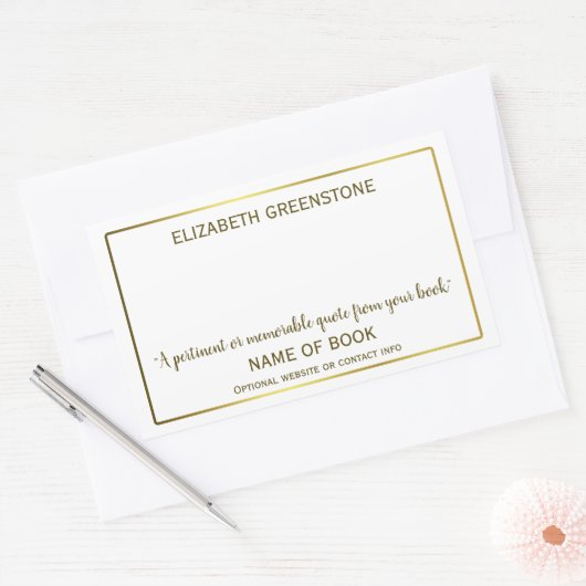 Auteur Handtekening: Bladplaat Rechthoekige Sticker (Envelop)