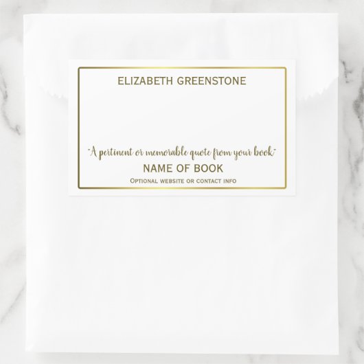 Auteur Handtekening: Bladplaat Rechthoekige Sticker (Tas)