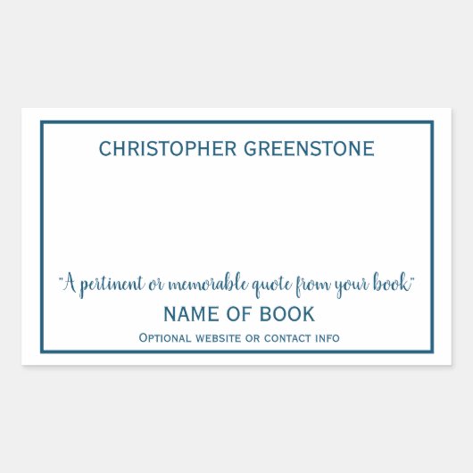 Auteur Handtekening Bladplaat Rechthoekige Sticker (Voorkant)