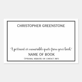 Auteur Handtekening Zwarte Bladplaat Rechthoekige Sticker