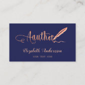 Auteur marineblauw roos gouden QR-code Visitekaartje (Voorkant)