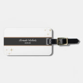 Auteur Minimalistisch Elegant Bruin Zwart Bagagelabel (Voorkant horizontaal)