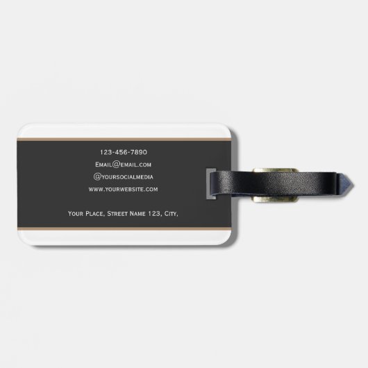 Auteur Minimalistisch Elegant Bruin Zwart Bagagelabel (Achterkant horizontaal)