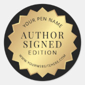 Auteur ondertekende editie Gold Book Signing Stick Ronde Sticker (Voorkant)