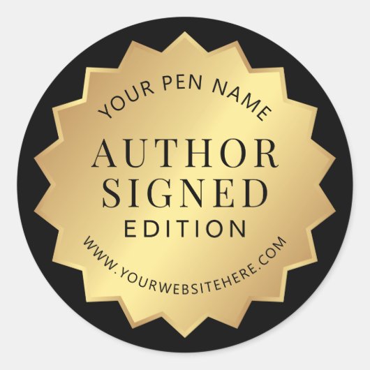 Auteur ondertekende editie Gold Book Signing Stick Ronde Sticker (Voorkant)