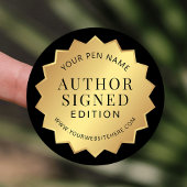 Auteur ondertekende editie Gold Book Signing Stick Ronde Sticker