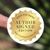 Auteur ondertekende editie Gold Book Signing Stick Ronde Sticker