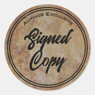 Auteur ondertekende kopie perkament ronde sticker