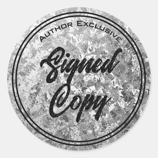 Auteur ondertekende kopie zilver ronde sticker (Voorkant)