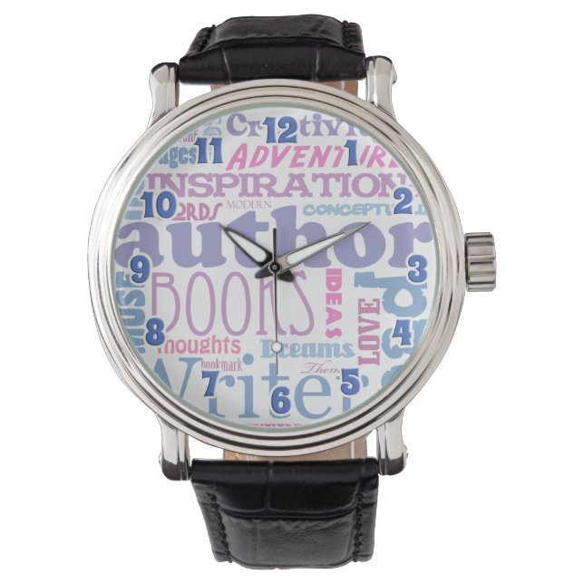 Auteur Pride Wordy Fun Typography Pattern Horloge (Voorkant)