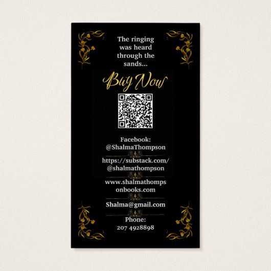 Auteur Promotie Gouden Bloemen Profiel Kaarten Visitekaartje (Achterkant)