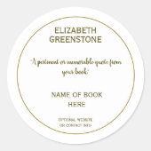 Auteur Promotie Ronde Sticker (Voorkant)