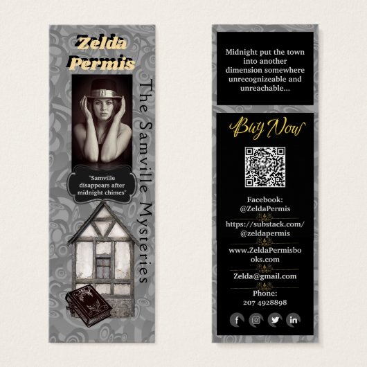 Auteur Promotie Zwart Grijs Mysterie Mini Visitekaartjes (Voorkant /achterkant)