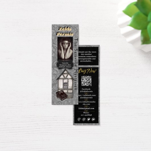 Auteur Promotie Zwart Grijs Mysterie Mini Visitekaartjes (Bureau)