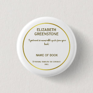 Auteur Promotieboek Citaat Ronde Button 3,2 Cm