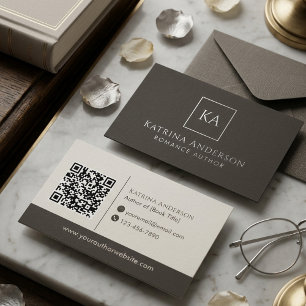 Auteur QR-code Minimaal Elegant Taupe Merkidentite Visitekaartje