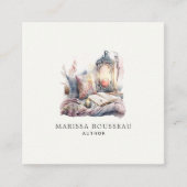 Auteur Schrijver Gezellig kaarslicht en boek Vierkante Visitekaartje (Voorkant)