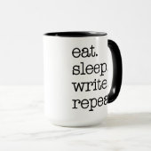 Auteur Schrijver Literaire Gift Eet Slaap Schrijf Mok (Voorkant rechts)