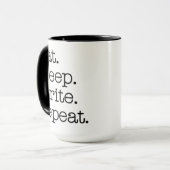 Auteur Schrijver Literaire Gift Eet Slaap Schrijf  Mok (Voorkant links)