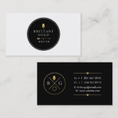 Auteur, schrijver Visitekaartje - Chic Gold en Bla (Voorkant / Achterkant)