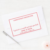Auteur Signature Red Bookplate Rechthoekige Sticker (Envelop)