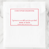 Auteur Signature Red Bookplate Rechthoekige Sticker (Tas)