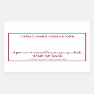 Auteur Signature Red Bookplate Rechthoekige Sticker