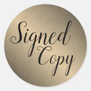 Auteur van geborstelde Gold-ondertekende kopieersc Ronde Sticker
