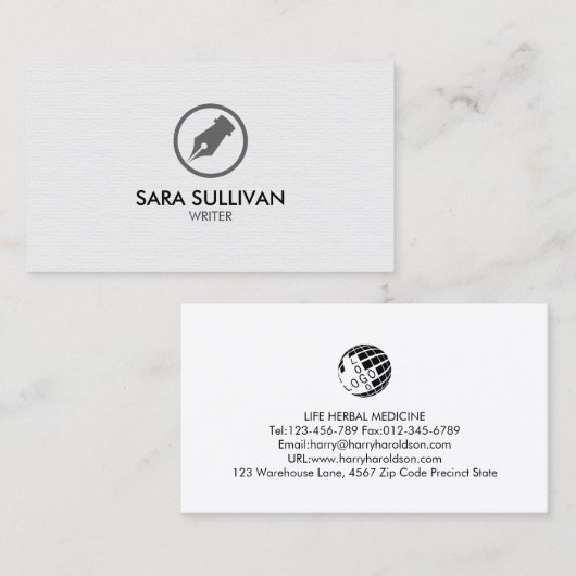 Auteur Visitekaartje (Voorkant / Achterkant)