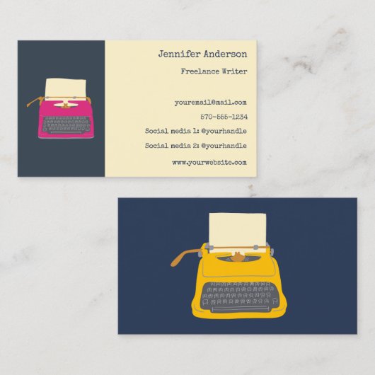 Auteurs Schrijvers Redacteurs Aangepaste schrijfma Visitekaartje (Voorkant / Achterkant)