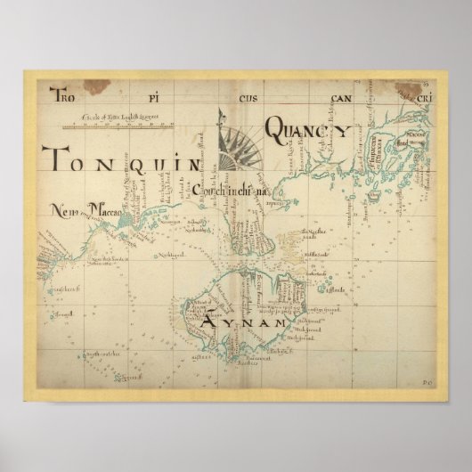 Authentic 1690 Pirate Map - New Larger Size Poster (Voorkant)
