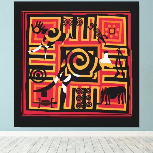 Authentic Aboriginal art Canvas Afdruk (Insitu (Houten vloer))