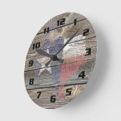 Authentic and Rustic Texas Map and Flag on wood Ronde Klok (Hoek)
