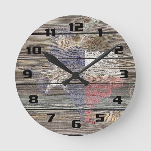 Authentic and Rustic Texas Map and Flag on wood Ronde Klok (Voorkant)