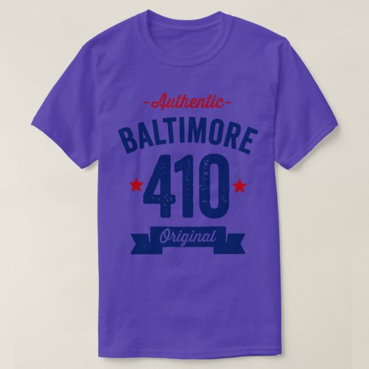 Authentic Baltimore 410 Area Code T-shirt (Design voorkant)