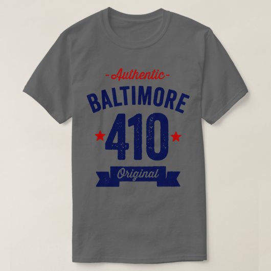Authentic Baltimore 410 Area Code T-shirt (Design voorkant)