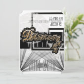 Authentic Basketball Party Invitation - Black Kaart (Staand voorkant)