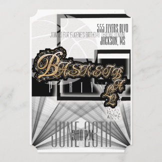 Authentic Basketball Party Invitation - Black Kaart