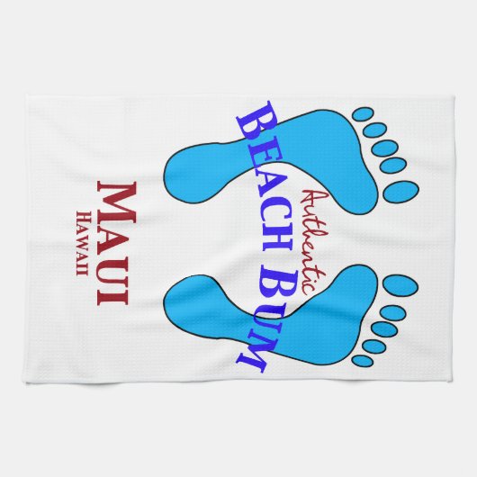 Authentic Beach Bum Maui Hawaii Theedoek (Horizontaal)