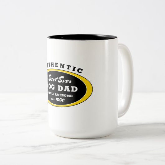 Authentic Best Ever Dog Dad Gewoon Geweldige Funny Tweekleurige Koffiemok (Voorkant rechts)
