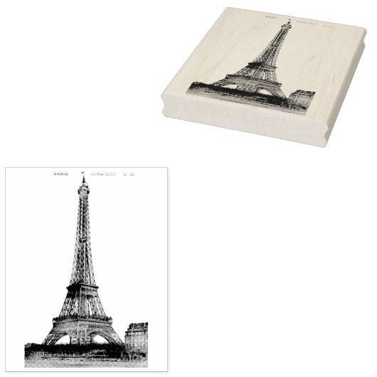 Authentic Eiffel Tower Foto Post Kaart Kunststempe Rubberstempel (Gestempeld)