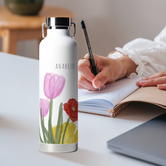 Authentic Hand Drawn Water Colored Flowers Waterfles