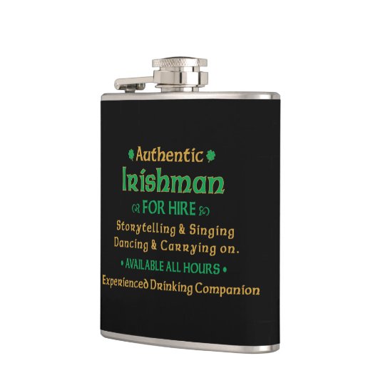 Authentic Irishman voor Hire Funny Heupfles (Links)