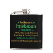 Authentic Irishman voor Hire Funny Heupfles (Voorkant)