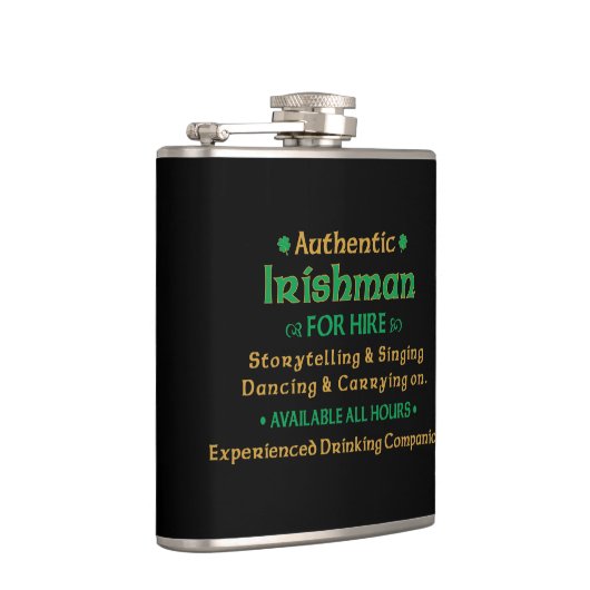 Authentic Irishman voor Hire Funny Heupfles (Rechts)