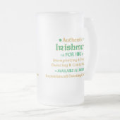 Authentic Irishman voor Hire Funny Matglas Bierpul (Voorkant rechts)