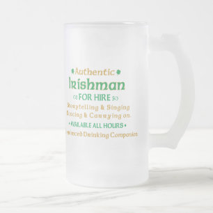 Authentic Irishman voor Hire Funny Matglas Bierpul