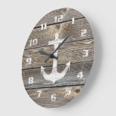 Authentic looking Wood Rustic Anchor nautical Grote Klok (Hoek)